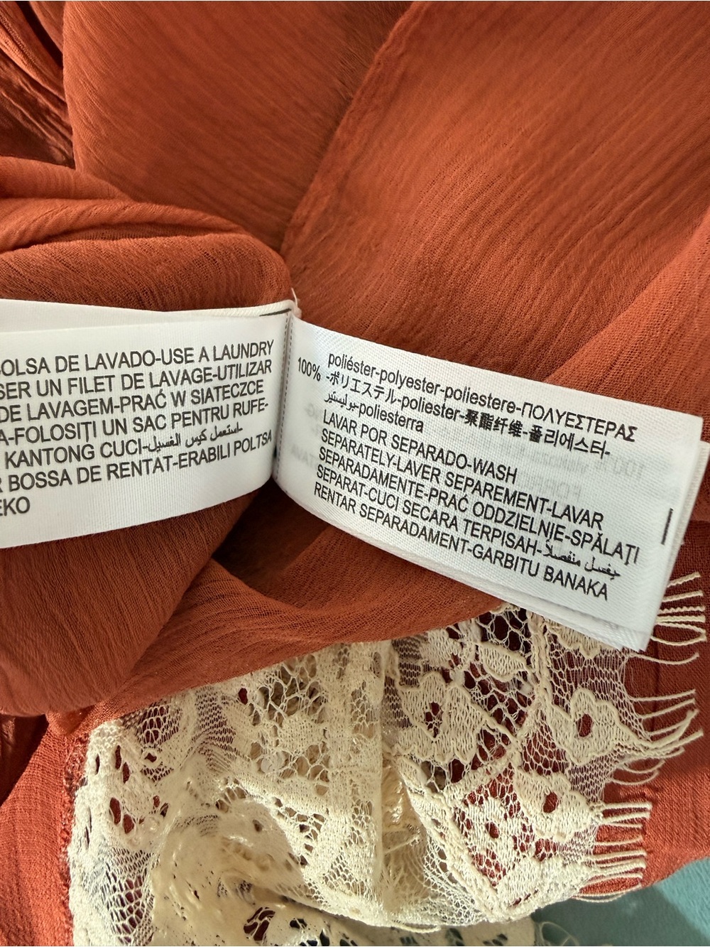 Rust Lace-Trim Slip Dress -Romantic Dress - Picture 9 of 10